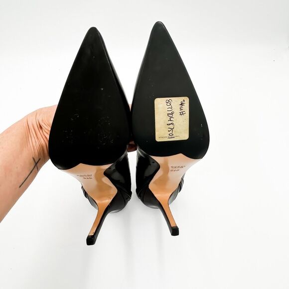 Gucci Interlocking GG Pointed Toe Black Leather Heels Pumps Size 8.5 - Picture 12 of 16